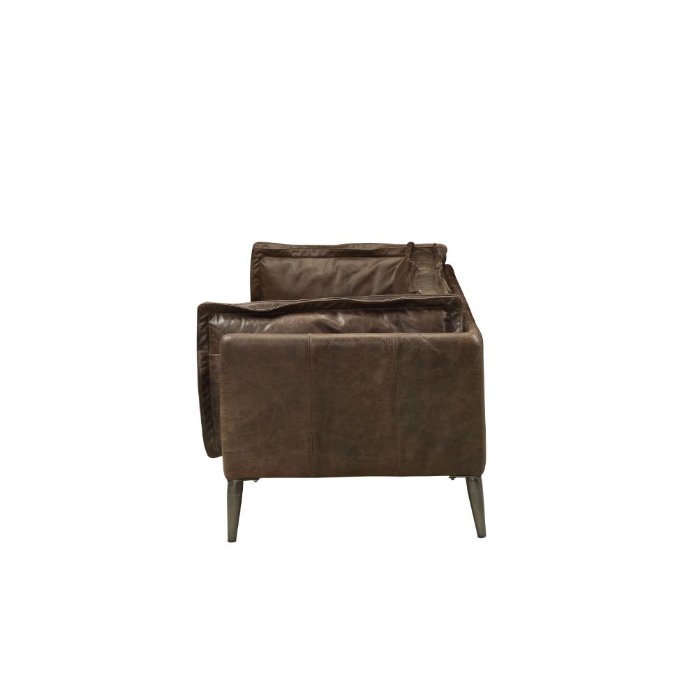 Porchester Distress Chocolate Leather Loveseat - Ornate Home