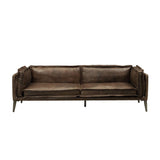 Porchester Distress Chocolate Top Grain Genuine Leather Sofa - Ornate Home