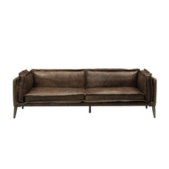 Porchester Distress Chocolate Top Grain Genuine Leather Sofa - Ornate Home