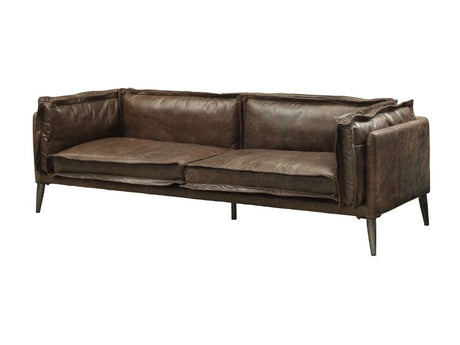 Porchester Distress Chocolate Top Grain Genuine Leather Sofa - Ornate Home