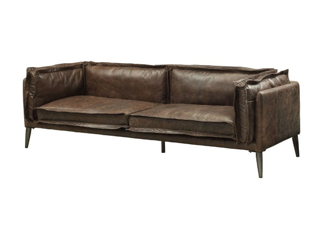 Porchester Distress Chocolate Top Grain Genuine Leather Sofa - Ornate Home