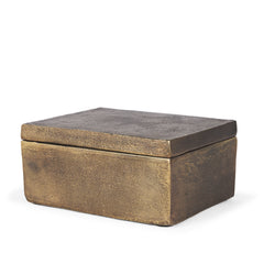 Porschia Antiqued Gold Large Metal Decorative Box - Ornate Home