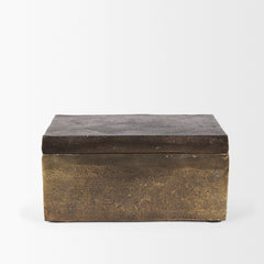 Porschia Antiqued Gold Large Metal Decorative Box - Ornate Home