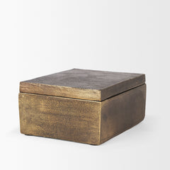 Porschia Antiqued Gold Large Metal Decorative Box - Ornate Home