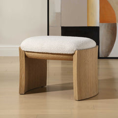 Port White/Woodtone Natural Small Bench - Ornate Home