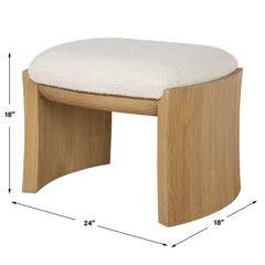 Port White/Woodtone Natural Small Bench - Ornate Home