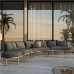Porta Anthracite 3 Piece Outdoor Patio Aluminum Modular Sofa - Ornate Home