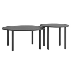 Porta Charcoal 2 Piece Nesting Outdoor Patio Aluminum Coffee Table Set - Ornate Home
