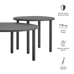 Porta Charcoal 2 Piece Nesting Outdoor Patio Aluminum Coffee Table Set - Ornate Home