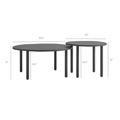 Porta Charcoal 2 Piece Nesting Outdoor Patio Aluminum Coffee Table Set - Ornate Home