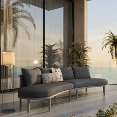 Porta Charcoal/Anthracite 2 Piece Outdoor Patio Aluminum Modular Sofa - Ornate Home