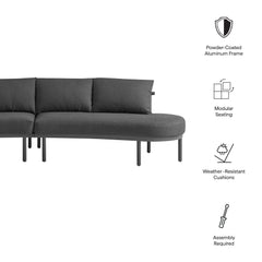 Porta Charcoal/Anthracite 2 Piece Outdoor Patio Aluminum Modular Sofa - Ornate Home
