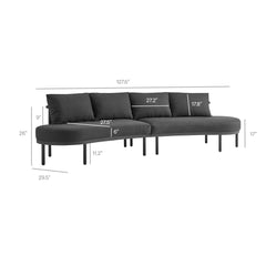 Porta Charcoal/Anthracite 2 Piece Outdoor Patio Aluminum Modular Sofa - Ornate Home