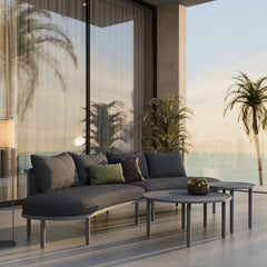 Porta Charcoal/Anthracite 4 Piece Outdoor Patio Aluminum Modular Sofa Set - Ornate Home