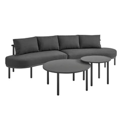 Porta Charcoal/Anthracite 4 Piece Outdoor Patio Aluminum Modular Sofa Set - Ornate Home