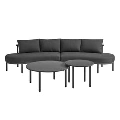 Porta Charcoal/Anthracite 4 Piece Outdoor Patio Aluminum Modular Sofa Set - Ornate Home