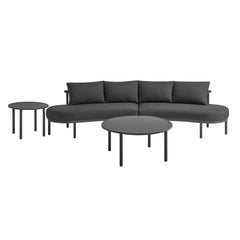 Porta Charcoal/Anthracite 4 Piece Outdoor Patio Aluminum Modular Sofa Set - Ornate Home