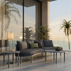 Porta Charcoal/Anthracite 4 Piece Outdoor Patio Aluminum Modular Sofa Set - Ornate Home