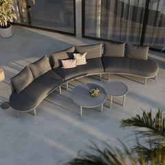 Porta Charcoal/Anthracite 5 Piece Outdoor Patio Aluminum Modular Sofa Set - Ornate Home