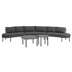 Porta Charcoal/Anthracite 5 Piece Outdoor Patio Aluminum Modular Sofa Set - Ornate Home