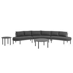 Porta Charcoal/Anthracite 5 Piece Outdoor Patio Aluminum Modular Sofa Set - Ornate Home