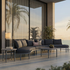 Porta Charcoal/Anthracite 5 Piece Outdoor Patio Aluminum Modular Sofa Set - Ornate Home