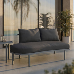 Porta Charcoal/Anthracite Left-Arm Facing Outdoor Patio Aluminum Modular Piece - Ornate Home