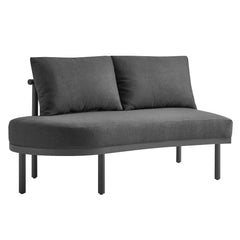 Porta Charcoal/Anthracite Left-Arm Facing Outdoor Patio Aluminum Modular Piece - Ornate Home