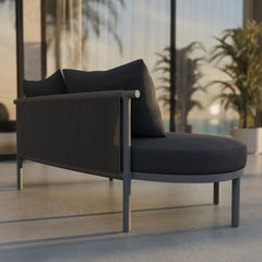 Porta Charcoal/Anthracite Left-Arm Facing Outdoor Patio Aluminum Modular Piece - Ornate Home