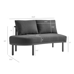 Porta Charcoal/Anthracite Left-Arm Facing Outdoor Patio Aluminum Modular Piece - Ornate Home