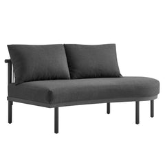 Porta Charcoal/Anthracite Right-Arm Facing Outdoor Patio Aluminum Modular Piece - Ornate Home