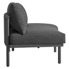 Porta Charcoal/Anthracite Right-Arm Facing Outdoor Patio Aluminum Modular Piece - Ornate Home