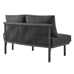 Porta Charcoal/Anthracite Right-Arm Facing Outdoor Patio Aluminum Modular Piece - Ornate Home