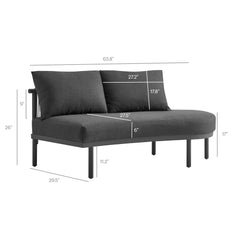 Porta Charcoal/Anthracite Right-Arm Facing Outdoor Patio Aluminum Modular Piece - Ornate Home