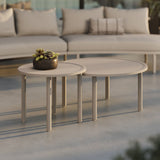 Porta Khaki 2 Piece Nesting Outdoor Patio Aluminum Coffee Table Set - Ornate Home