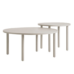 Porta Khaki 2 Piece Nesting Outdoor Patio Aluminum Coffee Table Set - Ornate Home