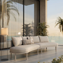 Porta Khaki/Stone 2 Piece Outdoor Patio Aluminum Modular Sofa - Ornate Home