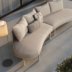 Porta Khaki/Stone 2 Piece Outdoor Patio Aluminum Modular Sofa - Ornate Home