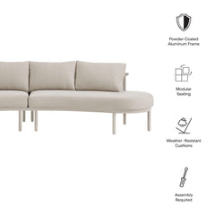 Porta Khaki/Stone 2 Piece Outdoor Patio Aluminum Modular Sofa - Ornate Home