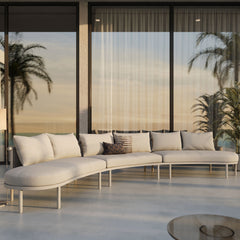 Porta Khaki/Stone 3 Piece Outdoor Patio Aluminum Modular Sofa - Ornate Home
