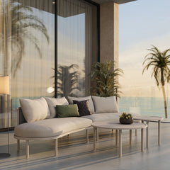 Porta Khaki/Stone 4 Piece Outdoor Patio Aluminum Modular Sofa Set - Ornate Home