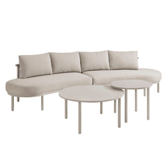 Porta Khaki/Stone 4 Piece Outdoor Patio Aluminum Modular Sofa Set - Ornate Home