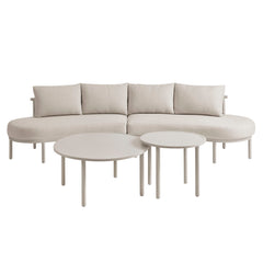 Porta Khaki/Stone 4 Piece Outdoor Patio Aluminum Modular Sofa Set - Ornate Home