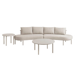 Porta Khaki/Stone 4 Piece Outdoor Patio Aluminum Modular Sofa Set - Ornate Home