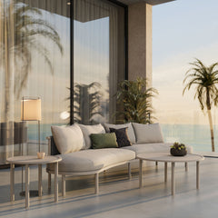 Porta Khaki/Stone 4 Piece Outdoor Patio Aluminum Modular Sofa Set - Ornate Home
