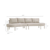Porta Khaki/Stone 4 Piece Outdoor Patio Aluminum Modular Sofa Set - Ornate Home