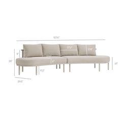 Porta Khaki/Stone 4 Piece Outdoor Patio Aluminum Modular Sofa Set - Ornate Home