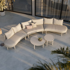Porta Khaki/Stone 5 Piece Outdoor Patio Aluminum Modular Sofa Set - Ornate Home