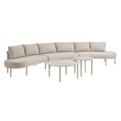 Porta Khaki/Stone 5 Piece Outdoor Patio Aluminum Modular Sofa Set - Ornate Home