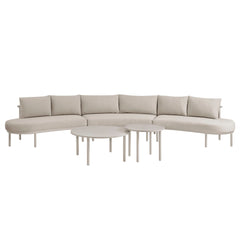 Porta Khaki/Stone 5 Piece Outdoor Patio Aluminum Modular Sofa Set - Ornate Home
